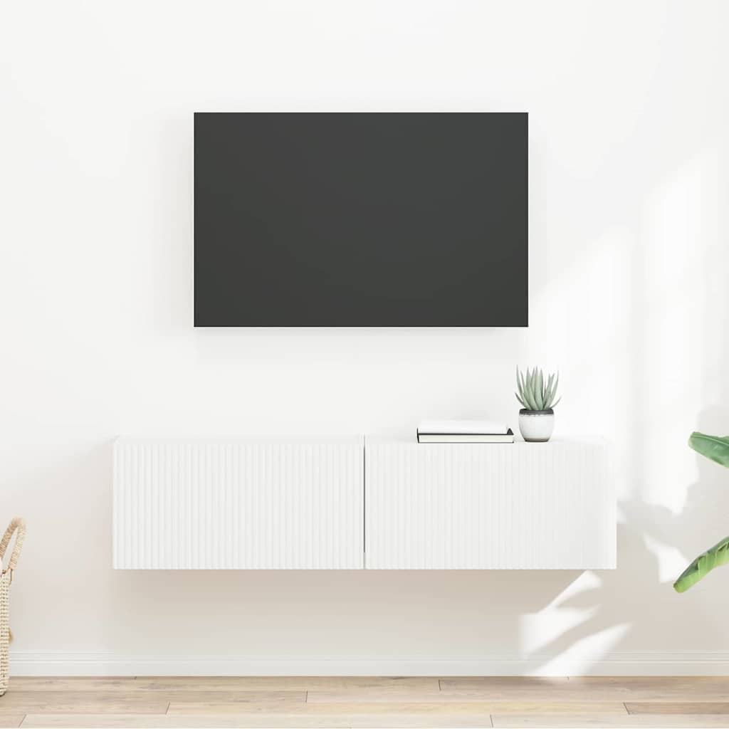 TV Fali Szekrény 2 pcs Fehér Szerelt Fa