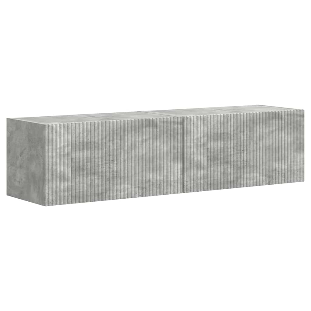 TV Fali Szekrény 2 pcs Beton Szerelt Fa