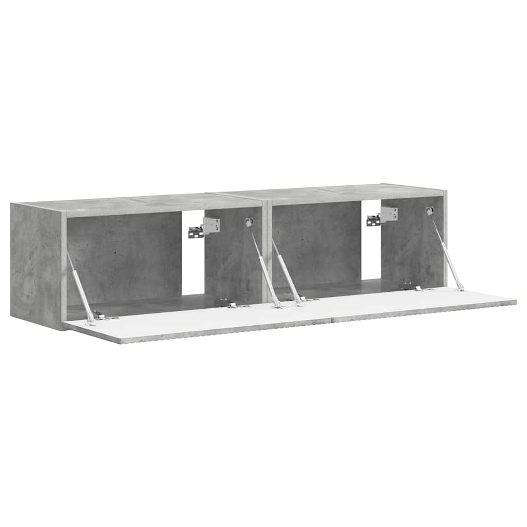 TV Fali Szekrény 2 pcs Beton Szerelt Fa