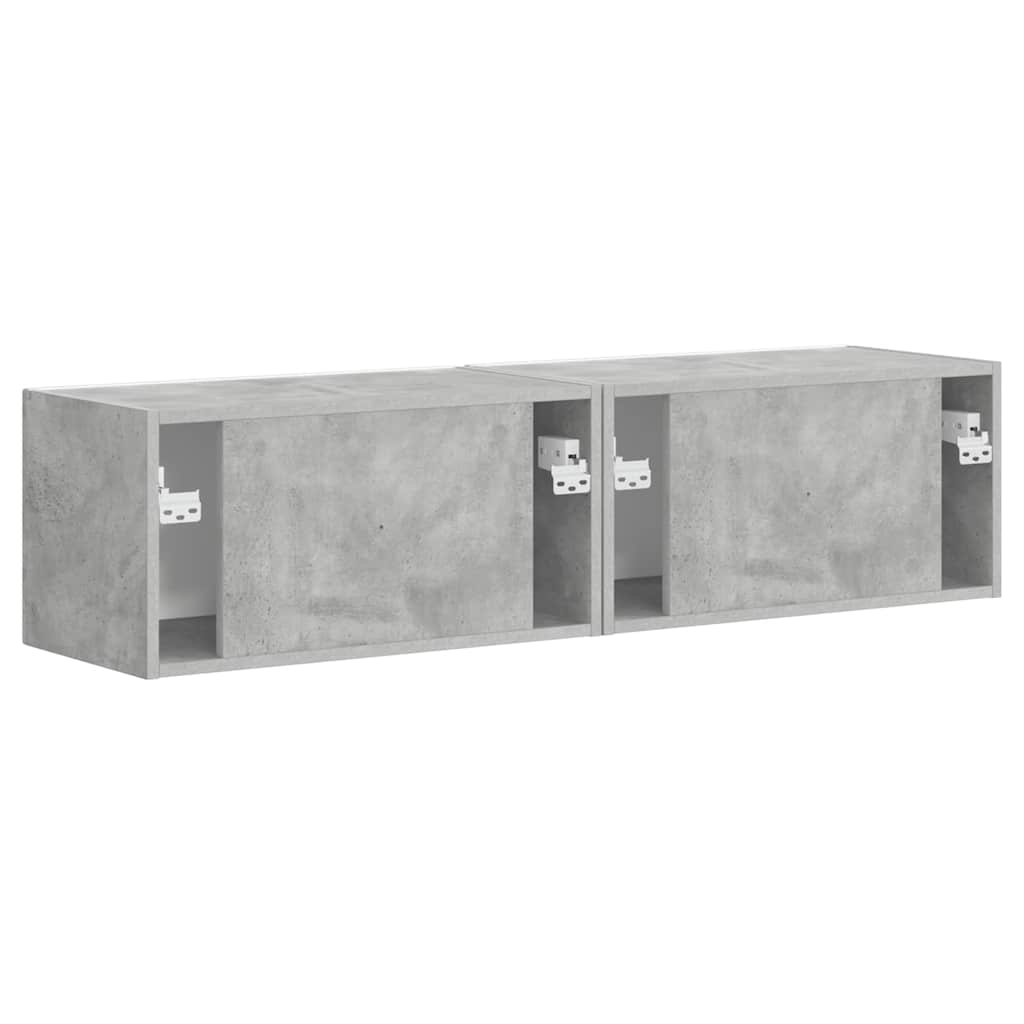 TV Fali Szekrény 2 pcs Beton Szerelt Fa