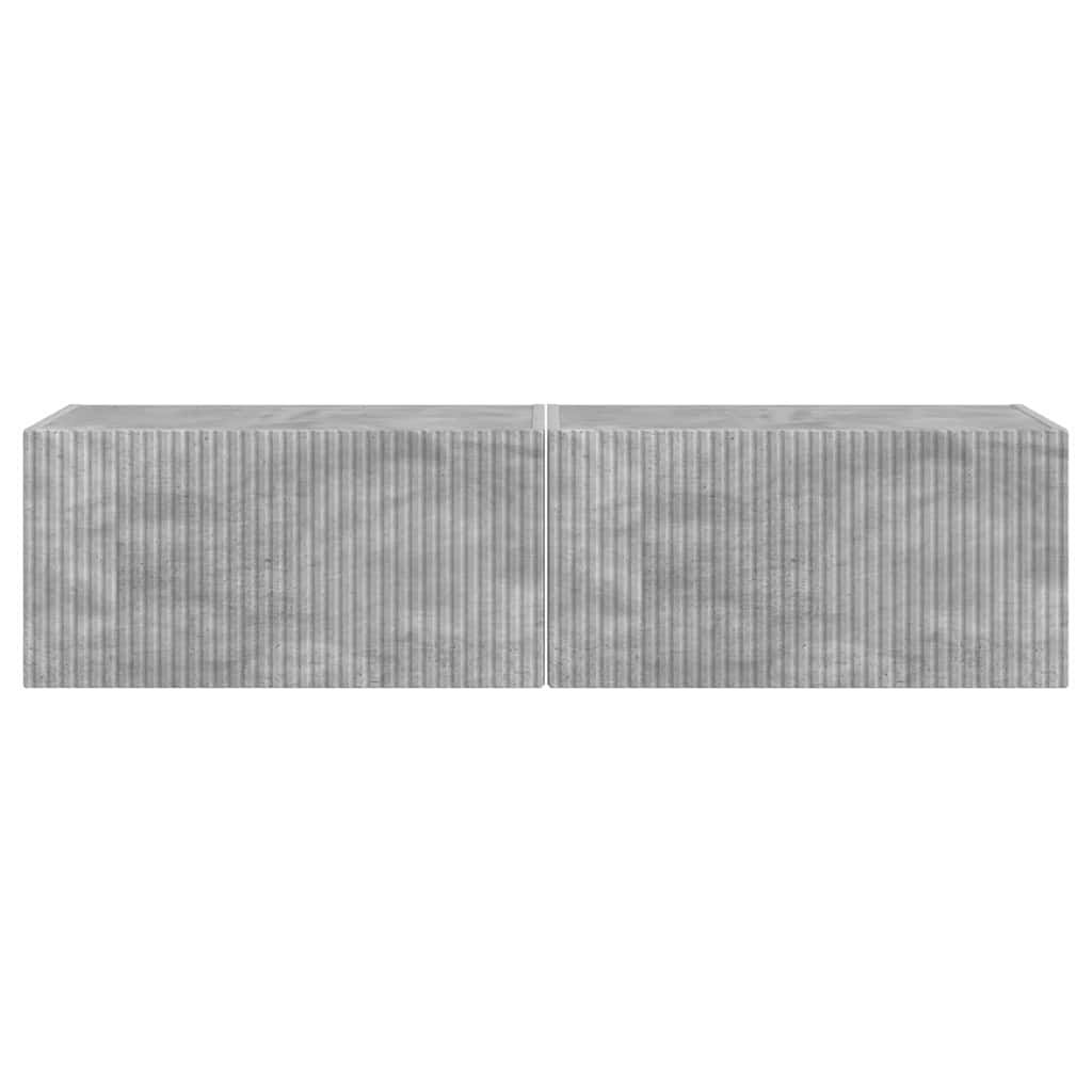 TV Fali Szekrény 2 pcs Beton Szerelt Fa