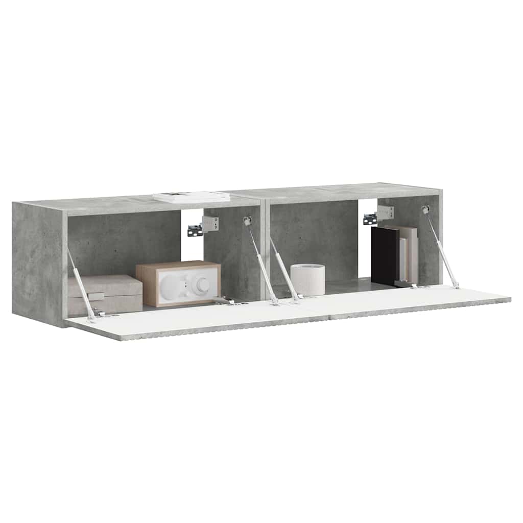 TV Fali Szekrény 2 pcs Beton Szerelt Fa