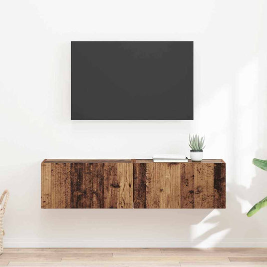 TV Fali Szekrény 2 pcs Öreg fa 60 x 31 x 29,5 cm Faanyag