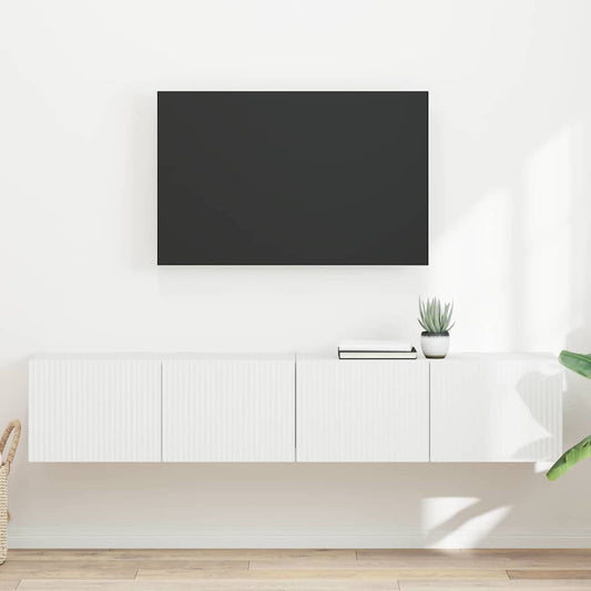 TV Fali Szekrény 2 pcs Fehér 78,5 x 31 x 29,5 cm Faanyag