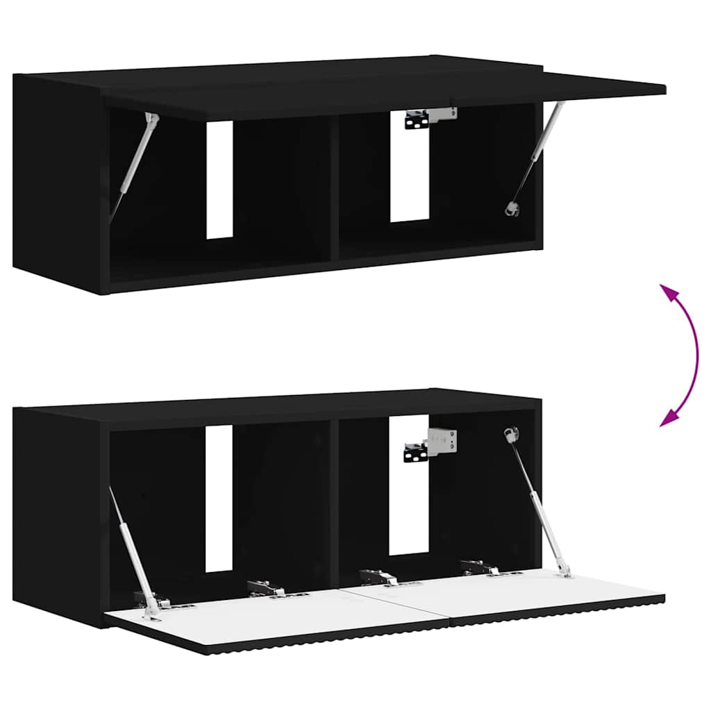 TV Fali Szekrény Fekete 78,5 x 31 x 29,5 cm Faanyag
