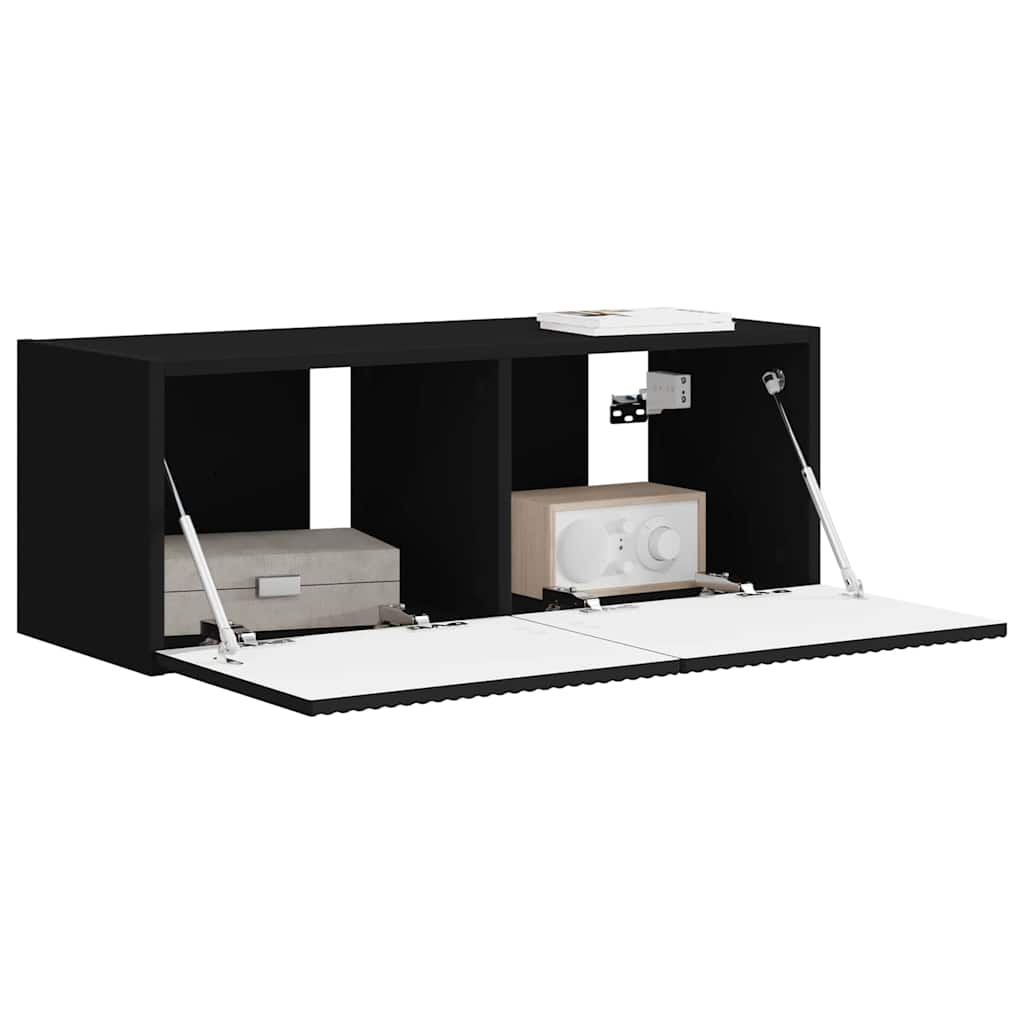 TV Fali Szekrény Fekete 78,5 x 31 x 29,5 cm Faanyag