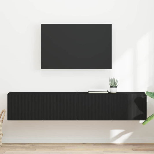 TV Fali Szekrény 2 pcs Fekete 78,5 x 31 x 29,5 cm Faanyag