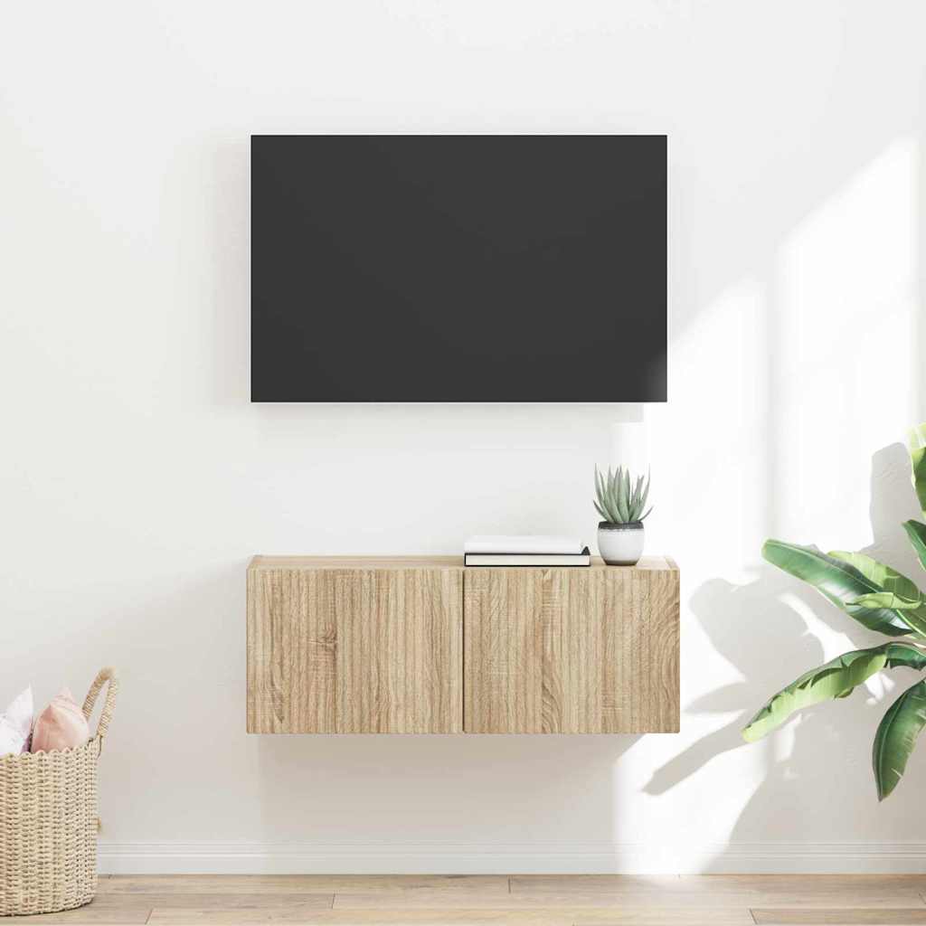 TV Fali Szekrény 78,5 x 31 x 29,5 cm Sonoma Szerelt Fa