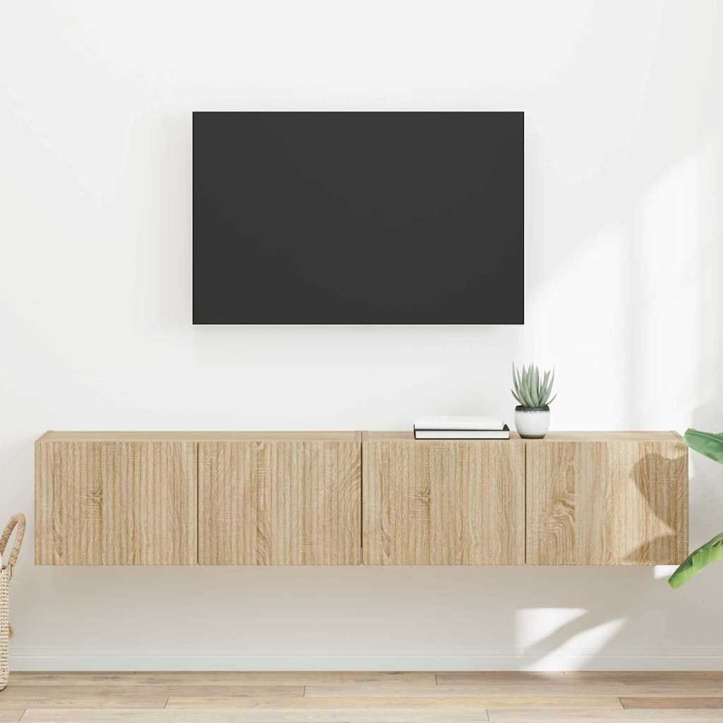 TV Fali Szekrény 2 pcs Sonoma Szerelt Fa