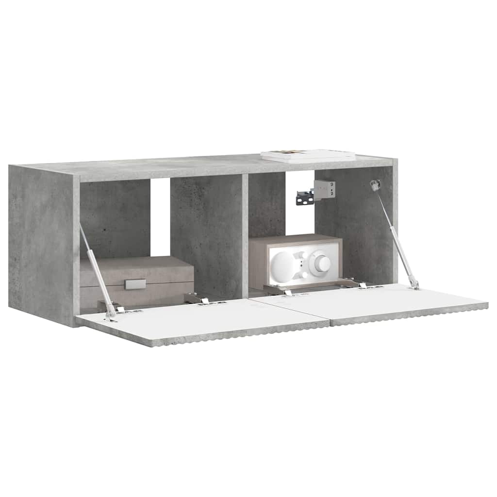 TV Fali Szekrény 78,5 x 31 x 29,5 cm Beton Szerelt Fa