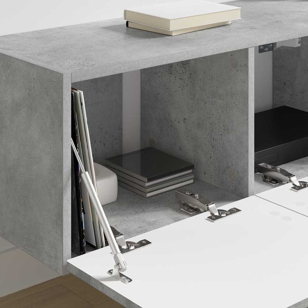 TV Fali Szekrény 2 pcs Beton Szerelt Fa
