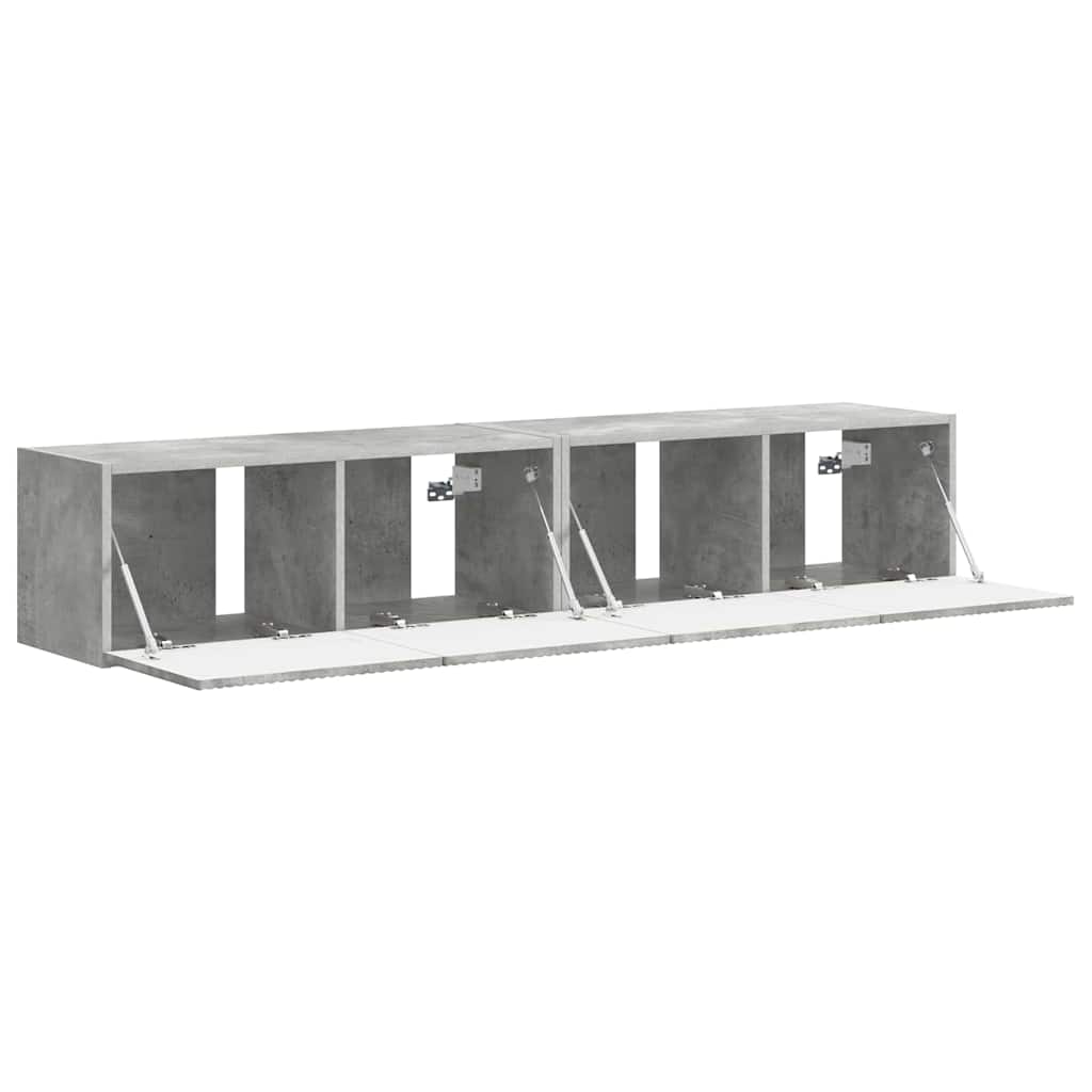 TV Fali Szekrény 2 pcs Beton Szerelt Fa