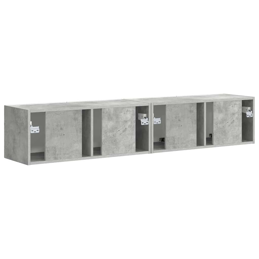 TV Fali Szekrény 2 pcs Beton Szerelt Fa