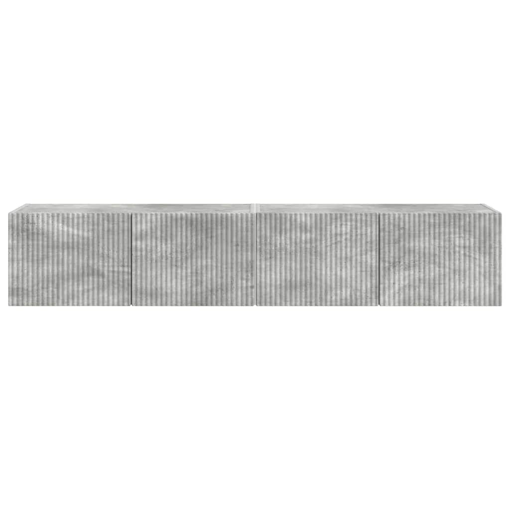 TV Fali Szekrény 2 pcs Beton Szerelt Fa