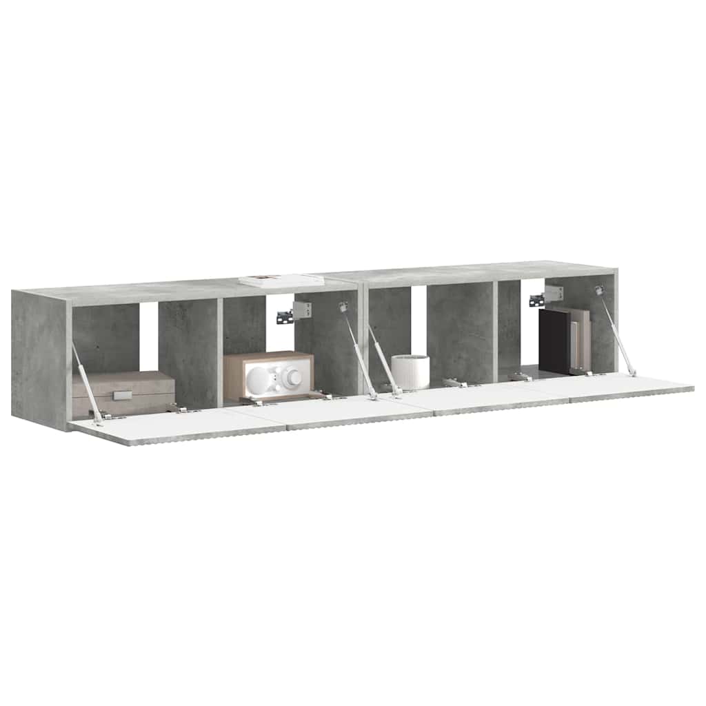 TV Fali Szekrény 2 pcs Beton Szerelt Fa