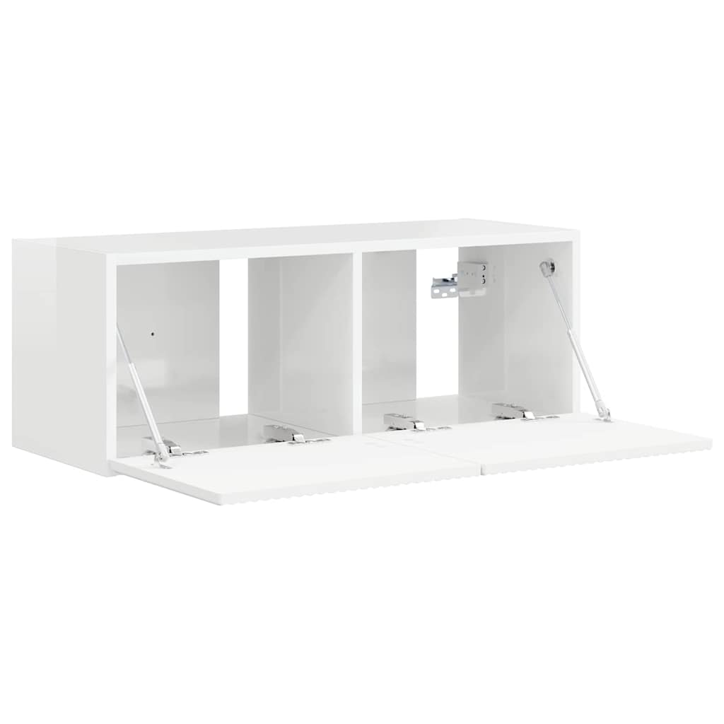 TV Fali Szekrény 78,5 x 31 x 29,5 cm Fényes Fehér Szerelt Fa