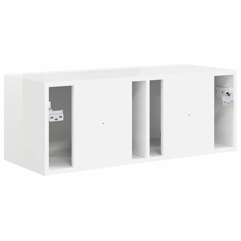 TV Fali Szekrény 78,5 x 31 x 29,5 cm Fényes Fehér Szerelt Fa