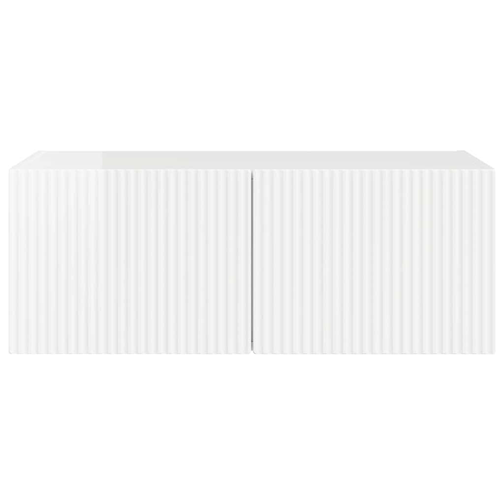 TV Fali Szekrény 78,5 x 31 x 29,5 cm Fényes Fehér Szerelt Fa