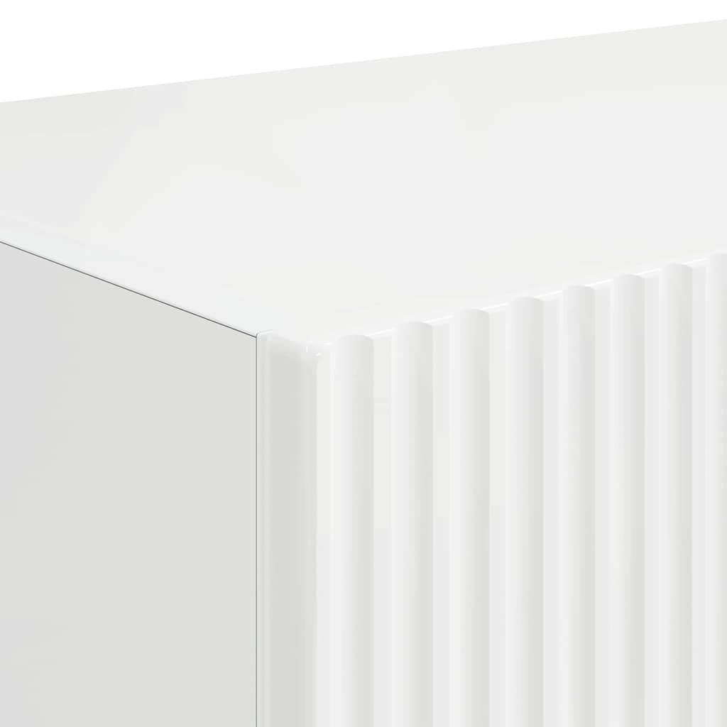 TV Fali Szekrény 2 pcs Fényes Fehér Szerelt Fa
