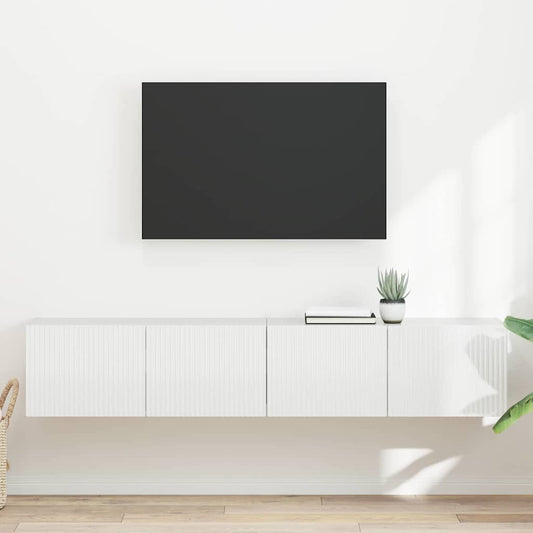 TV Fali Szekrény 2 pcs Fényes Fehér 78,5 x 31 x 29,5 cm Faanyag