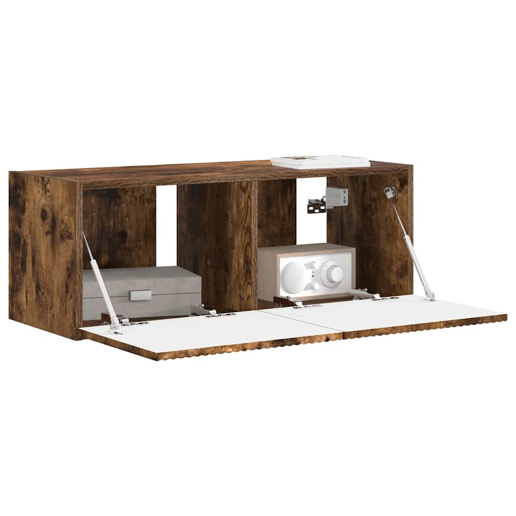 TV Fali Szekrény 78,5 x 31 x 29,5 cm Füstölt tölgy Szerelt Fa
