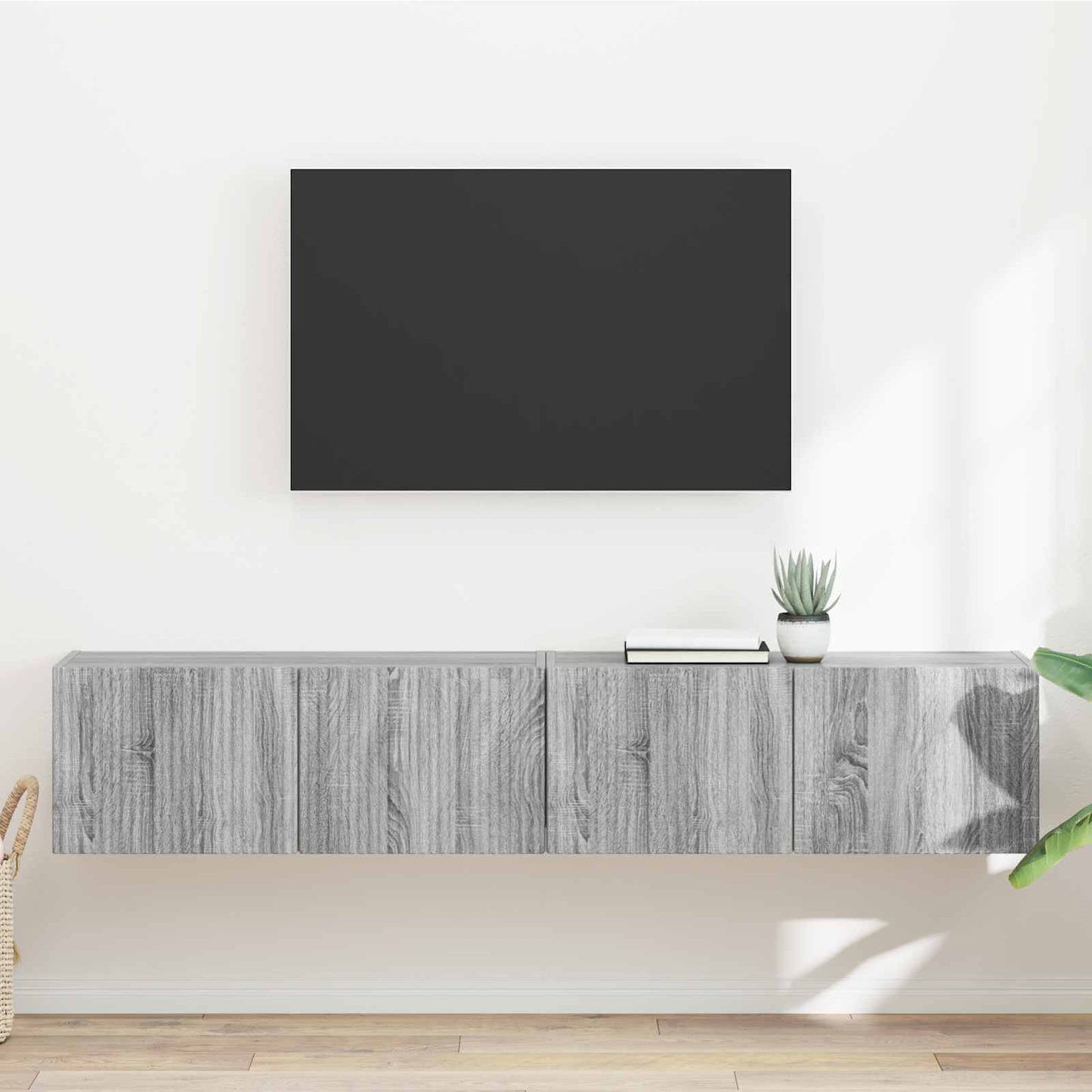 TV Fali Szekrény 2 pcs Szürke Sonoma Szerelt Fa