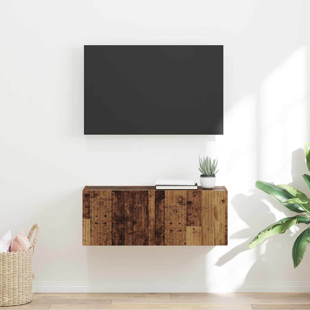 TV Fali Szekrény 78,5 x 31 x 29,5 cm Öreg fa Szerelt Fa