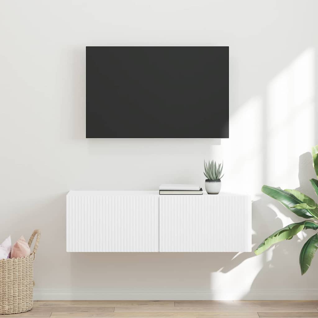 TV Fali Szekrény 98 x 31 x 29,5 cm Fehér Szerelt Fa