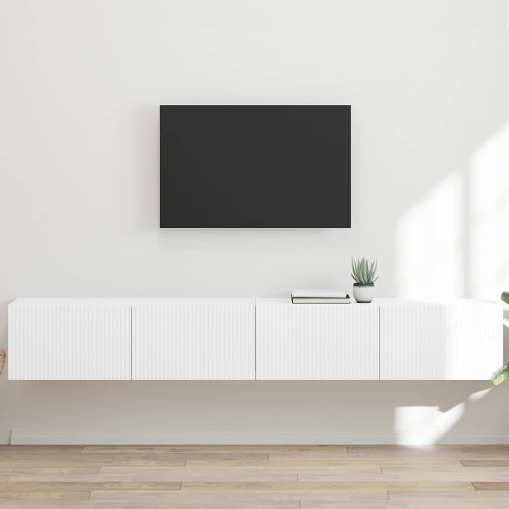 TV Fali Szekrény 2 db Fehér Szerelt Fa