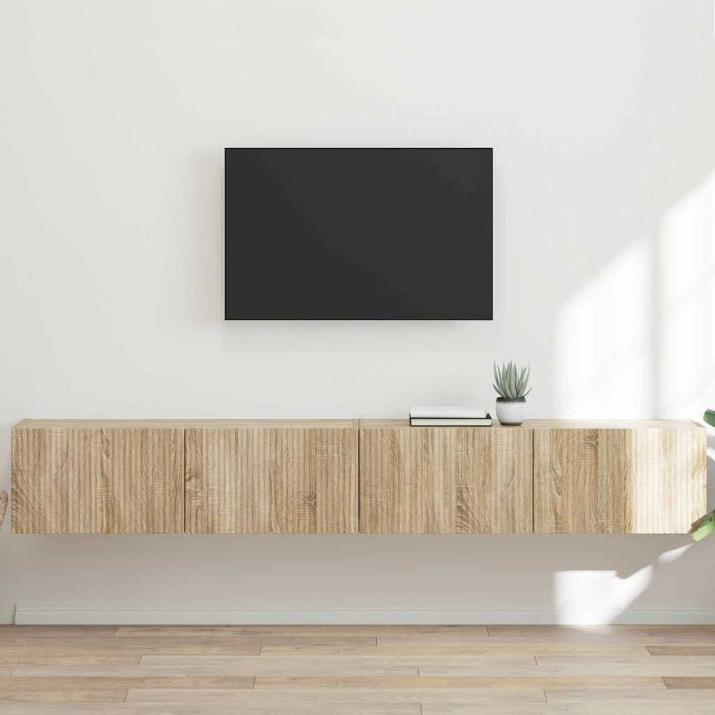 TV Fali Szekrény 2 db Sonoma Szerelt Fa