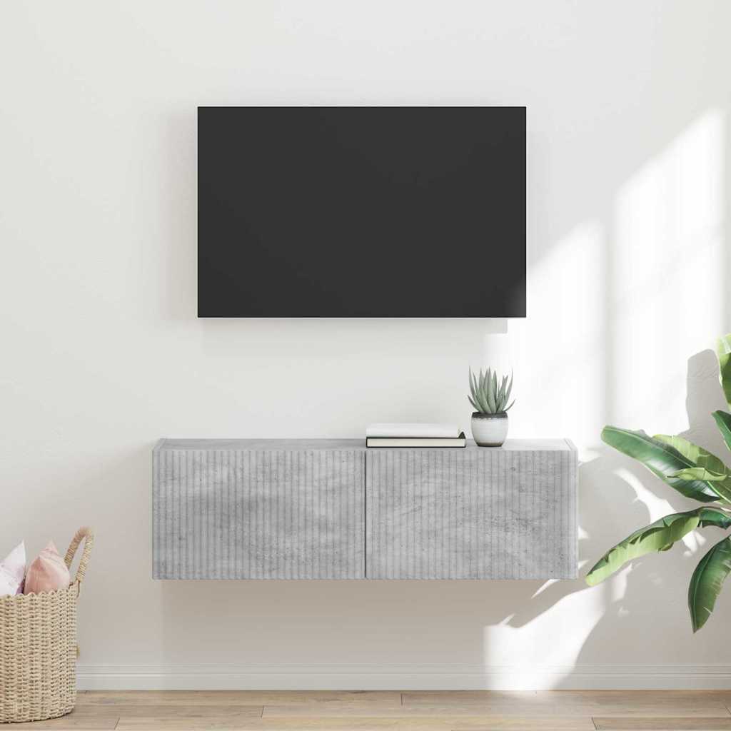 TV Fali Szekrény 98 x 31 x 29,5 cm Beton Szerelt Fa