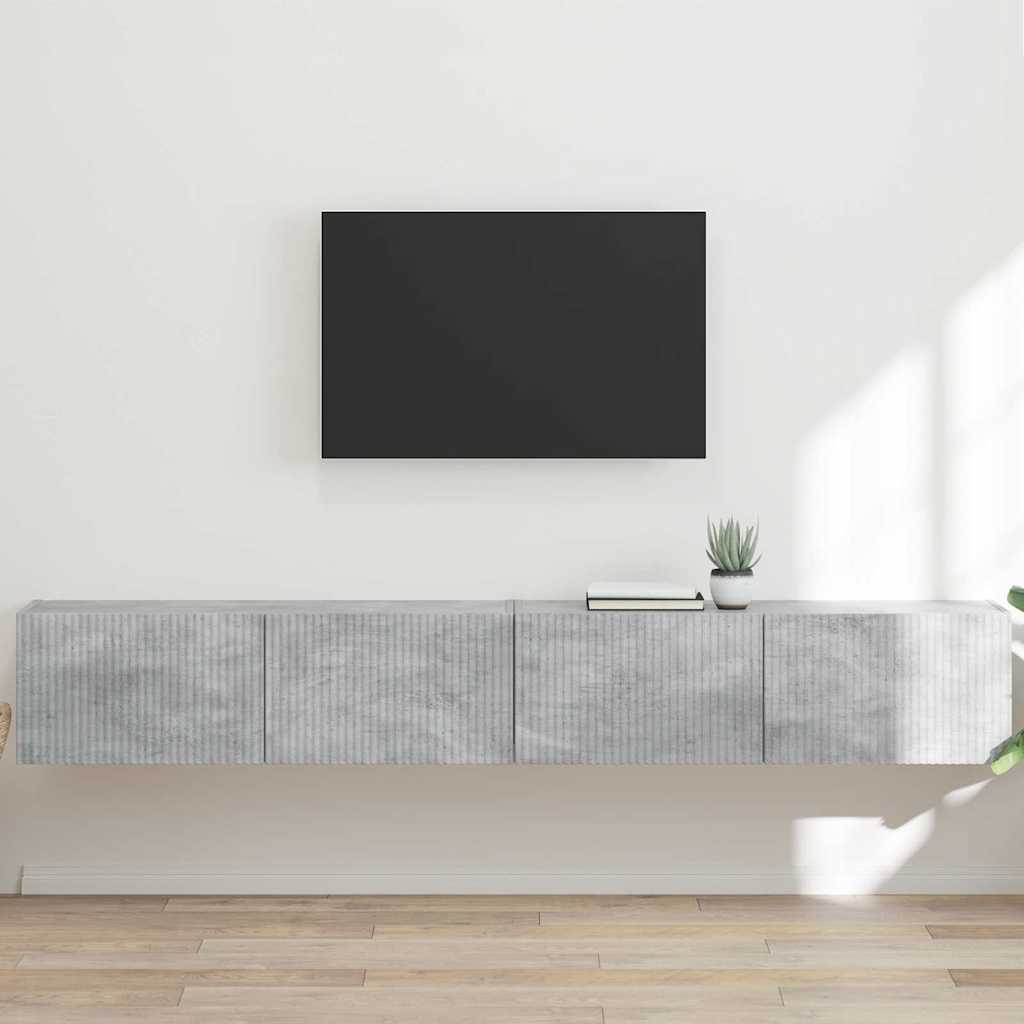 TV Fali Szekrény 2 pcs Beton Szerelt Fa
