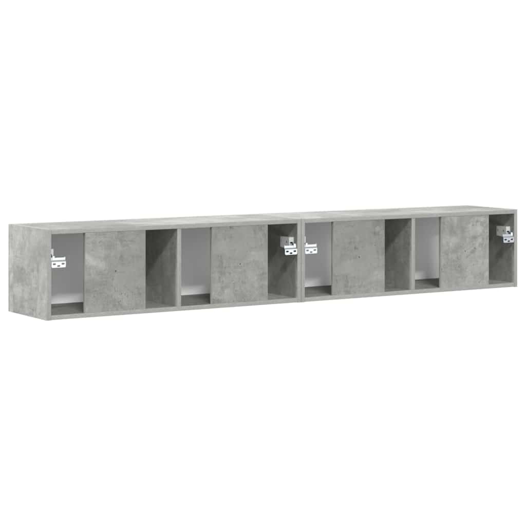 TV Fali Szekrény 2 pcs Beton Szerelt Fa
