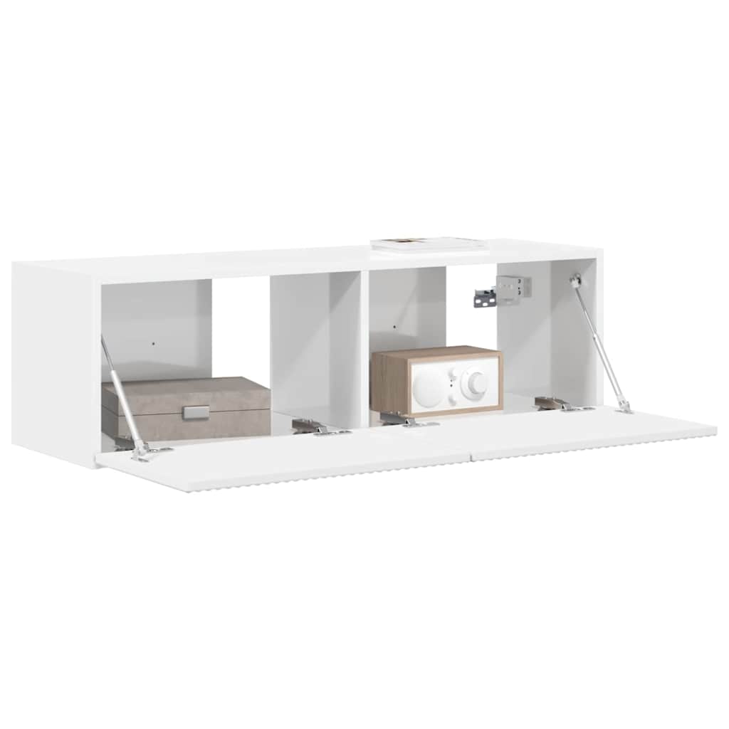 TV Fali Szekrény 98 x 31 x 29,5 cm Fényes Fehér Szerelt Fa