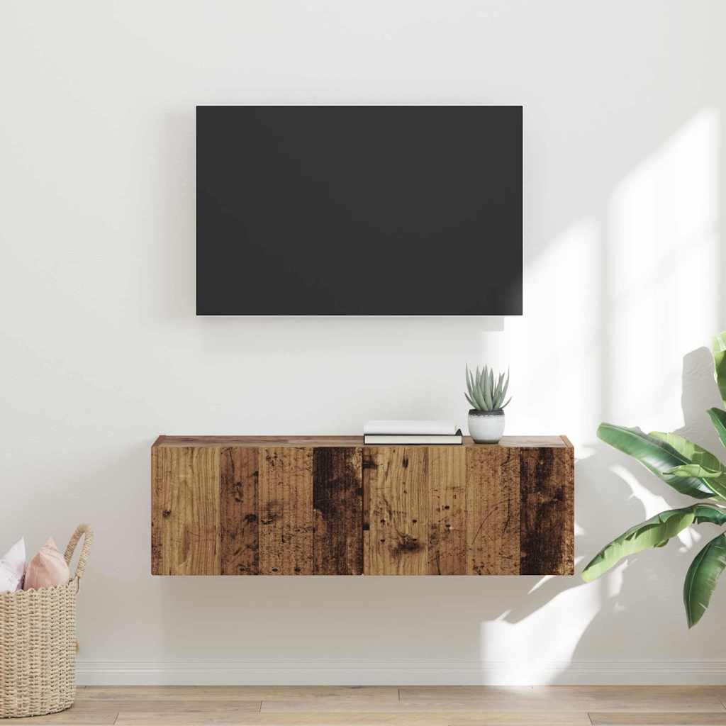 TV Fali Szekrény 98 x 31 x 29,5 cm Öreg fa Szerelt Fa