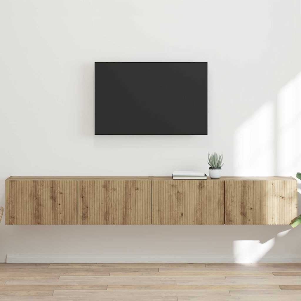 TV Fali Szekrény 2 db Művészi tölgy Szerelt Fa