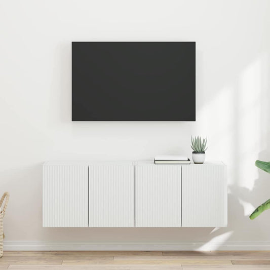 TV Fali Szekrény 2 pcs Fehér 59,5 x 31 x 40 cm Faanyag