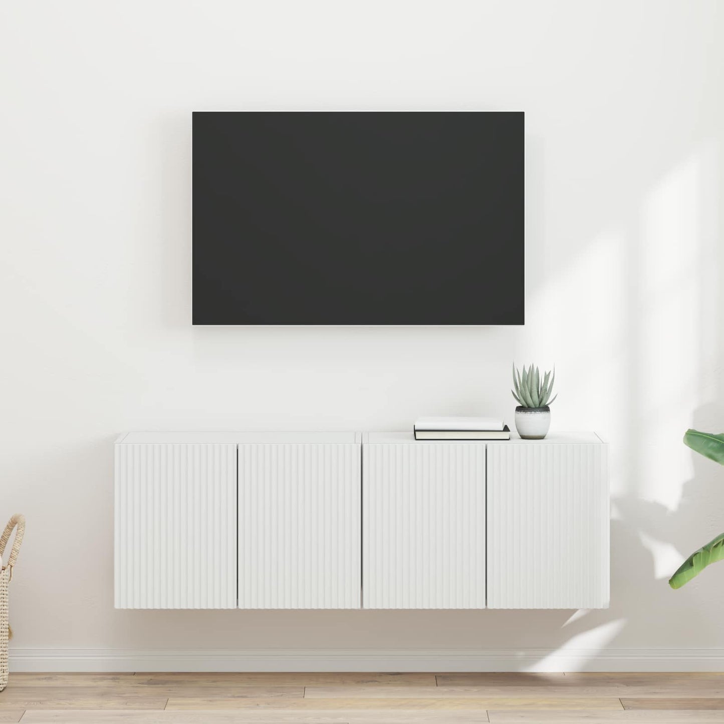 TV Fali Szekrény 2 pcs Fehér 59,5 x 31 x 40 cm Faanyag