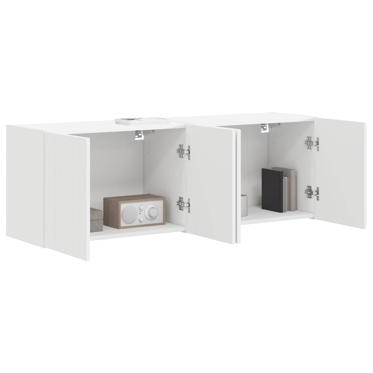 TV Fali Szekrény 2 pcs Fehér 59,5 x 31 x 40 cm Faanyag