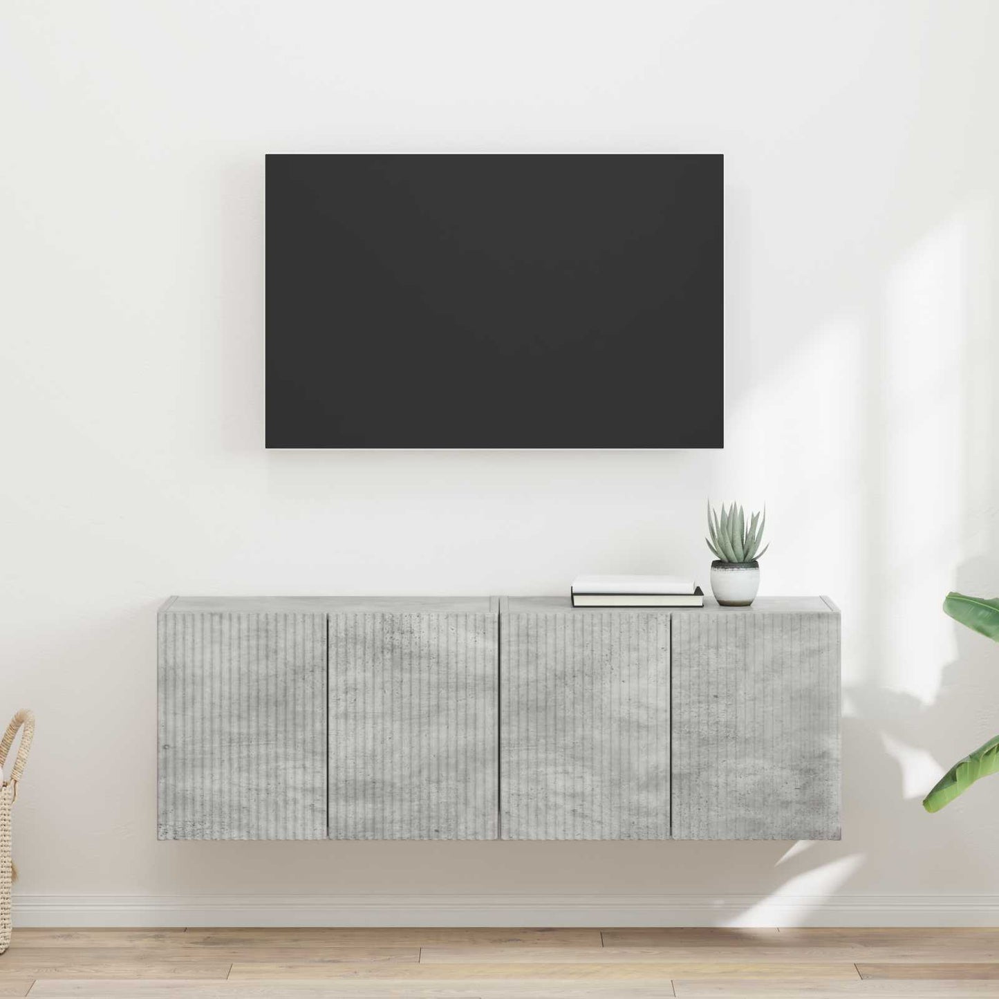TV Fali Szekrény 2 pcs Beton Szürke Szerelt Fa