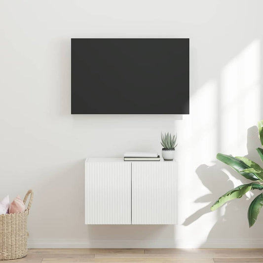 TV Fali Szekrény Magas Fényű Fehér 59,5 x 31 x 40 cm Faanyag