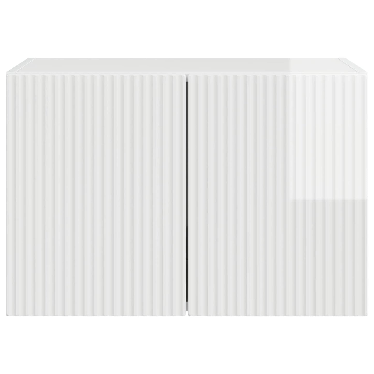 TV Fali Szekrény 59,5 x 31 x 40 cm Magas Fényű Fehér Szerelt Fa