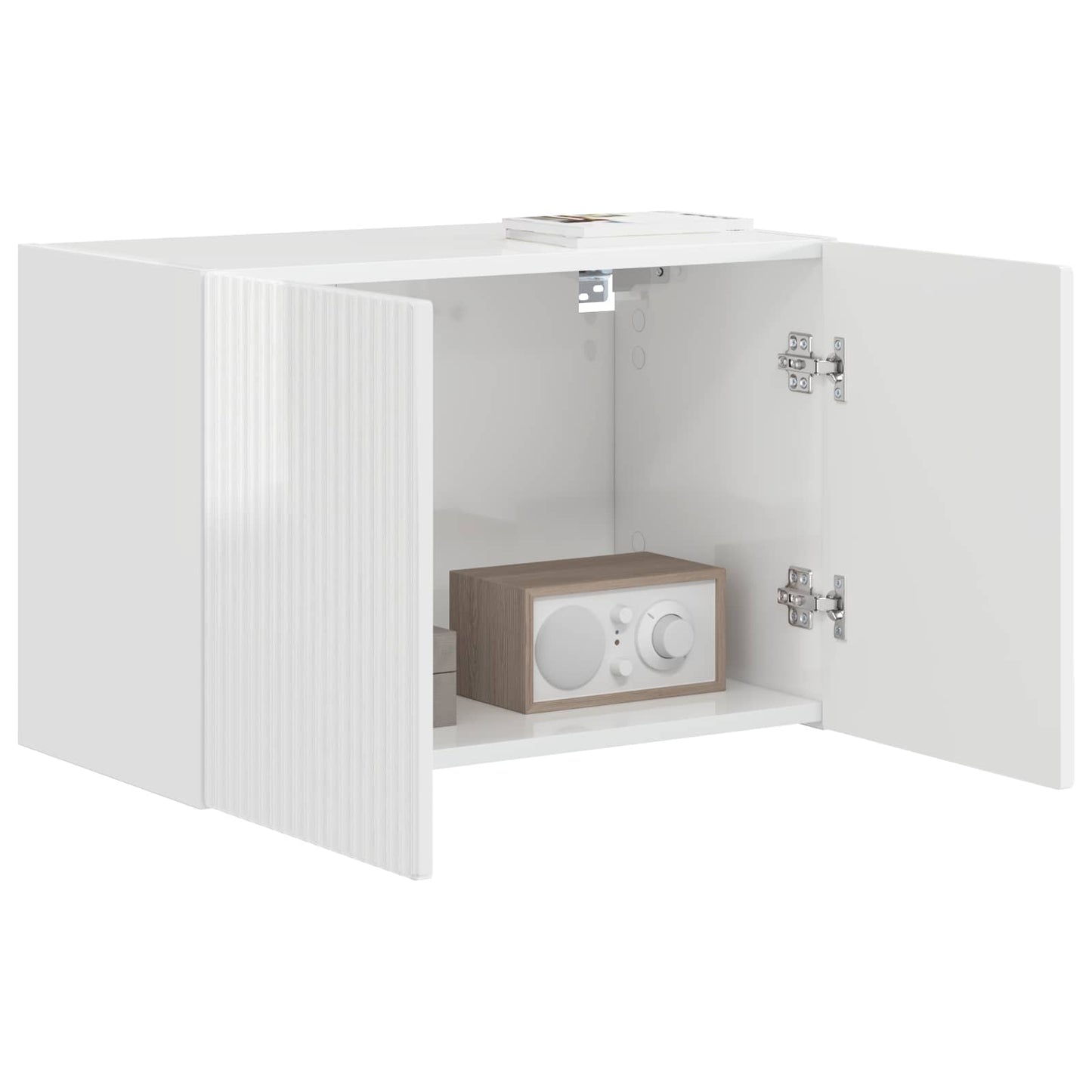 TV Fali Szekrény 59,5 x 31 x 40 cm Magas Fényű Fehér Szerelt Fa