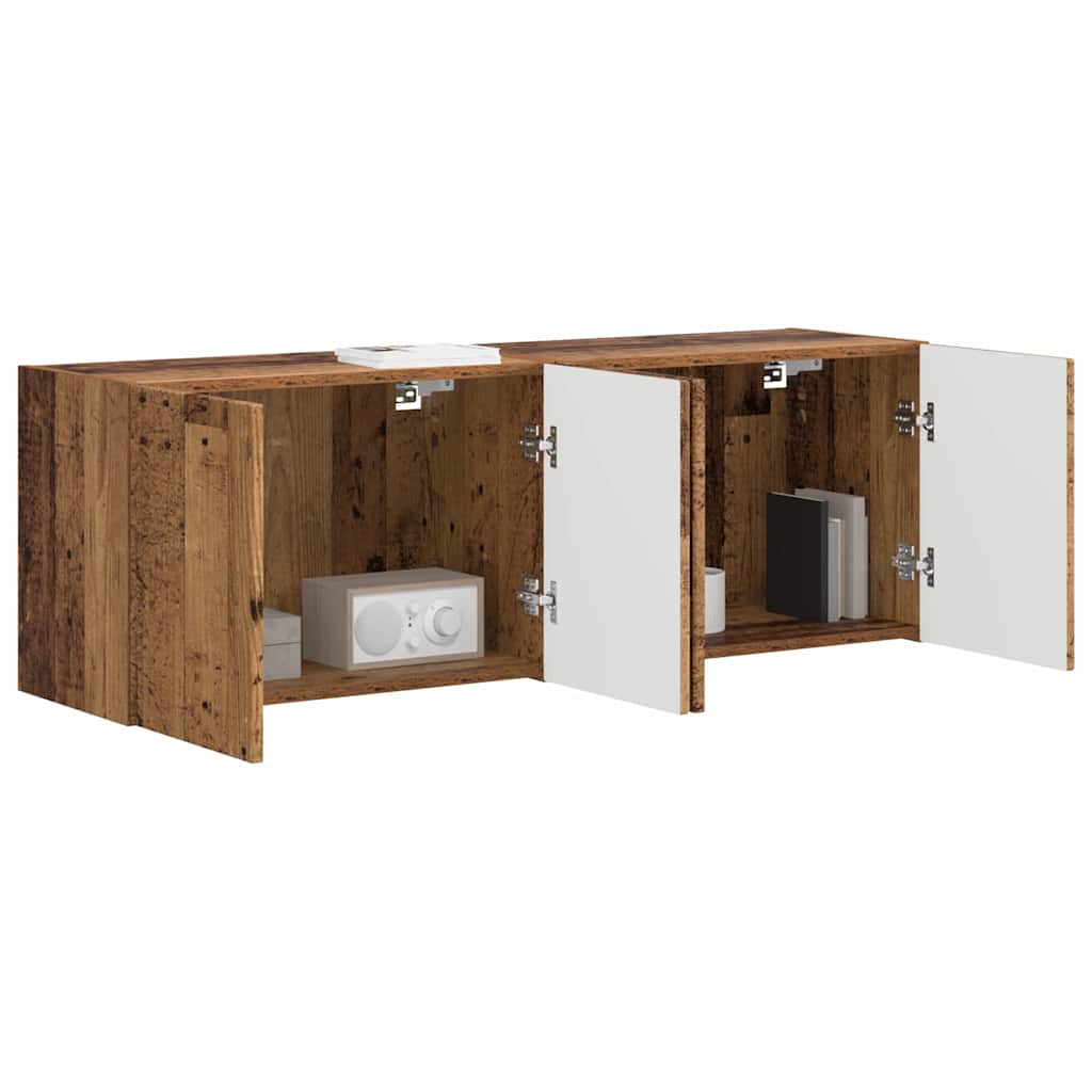 TV Fali Szekrény 2 pcs Öreg fa 59,5 x 31 x 40 cm Faanyag