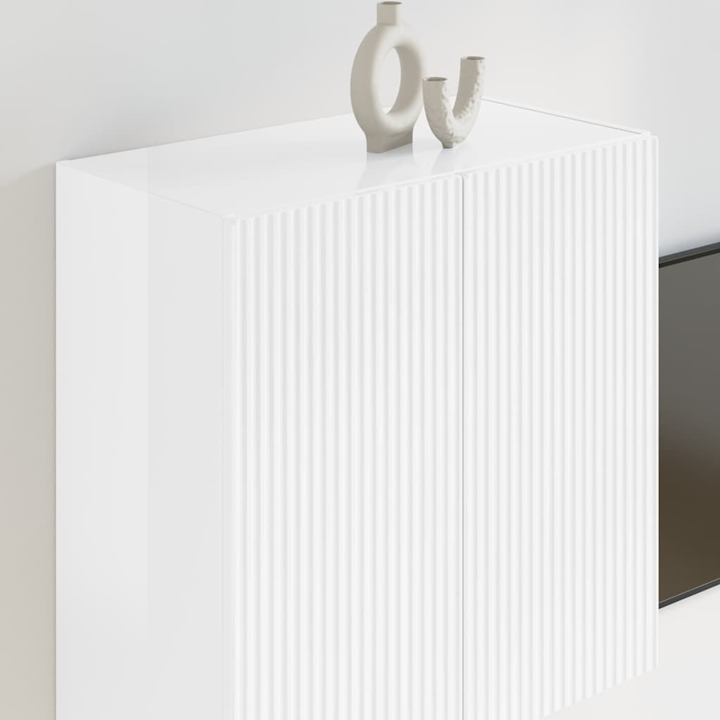 TV Fali Szekrény 59,5 x 31 x 60 cm Magas Fényű Fehér Szerelt Fa
