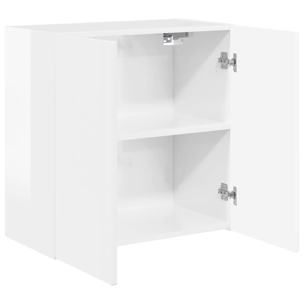 TV Fali Szekrény 59,5 x 31 x 60 cm Magas Fényű Fehér Szerelt Fa