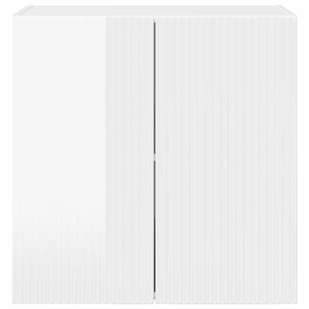 TV Fali Szekrény 59,5 x 31 x 60 cm Magas Fényű Fehér Szerelt Fa