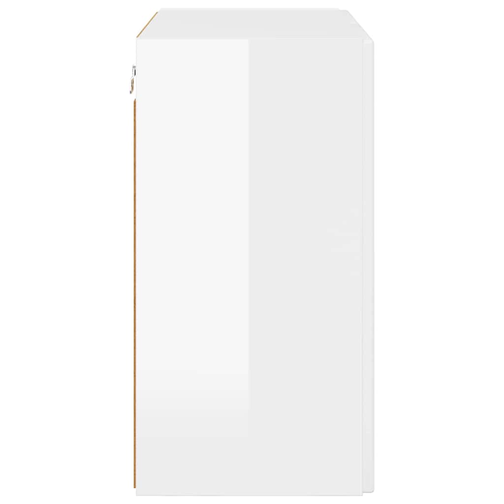 TV Fali Szekrény 59,5 x 31 x 60 cm Magas Fényű Fehér Szerelt Fa