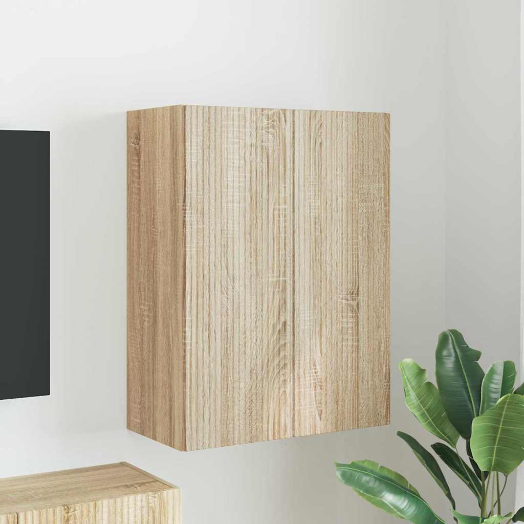 TV Fali Szekrény 59,5 x 31 x 80 cm Sonoma tölgy Szerelt Fa