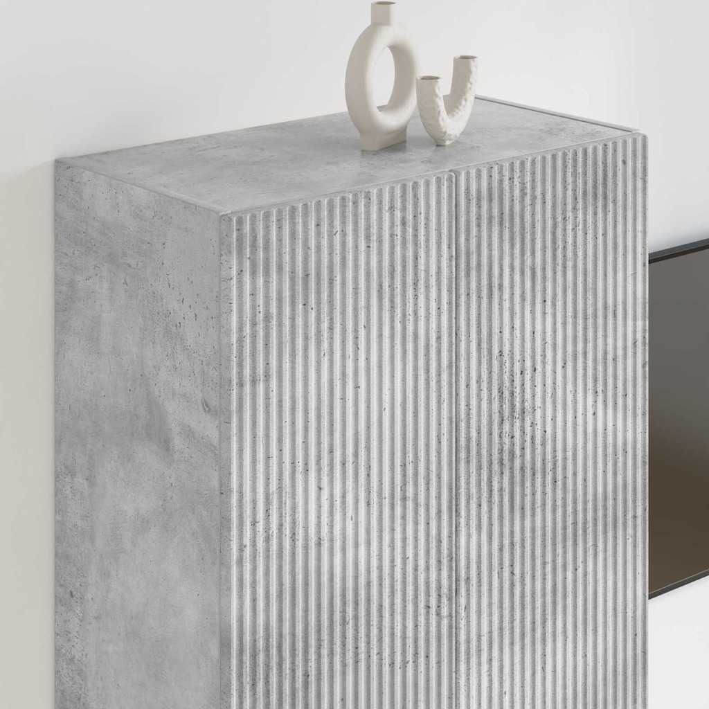 TV Fali Szekrény 59,5 x 31 x 80 cm Beton Szürke Szerelt Fa